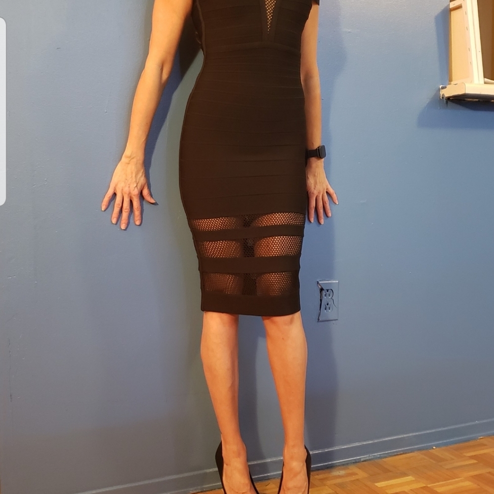 Herver Leger Katrina Mesh Panel Bandage Dress